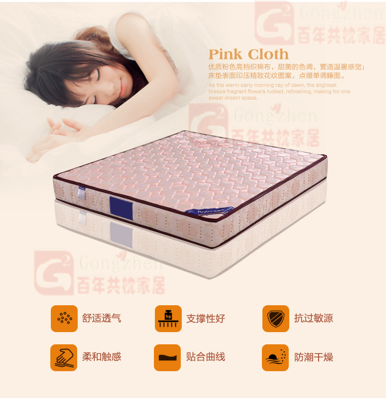 共枕床垫 现代风格  1.8米天然椰棕床垫