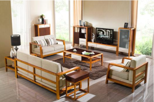 时尚新中式客厅高档进口橡胶木实木布艺沙发 1+2+3组合沙发